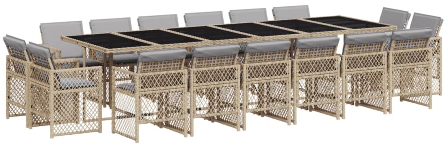 vidaXL 17-tlg. Garten-Essgruppe mit Kissen Beigemischung Poly Rattan 3210888 Bild 1
