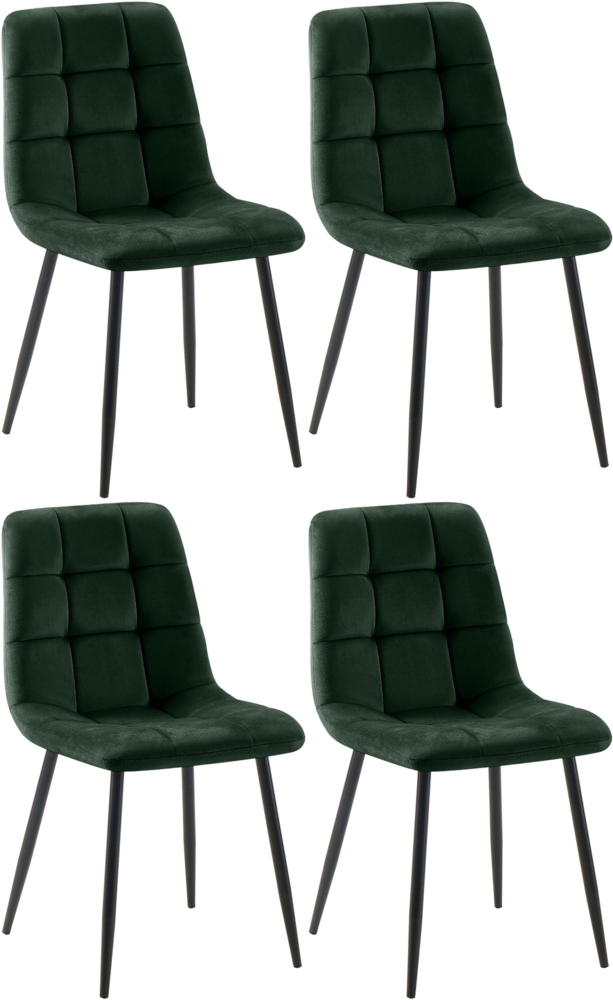 CLP 4er Set Esszimmerstuhl Tilde gepolstert mit Rückenlehne bis 150 kg belastbar,grün Samt Bild 1