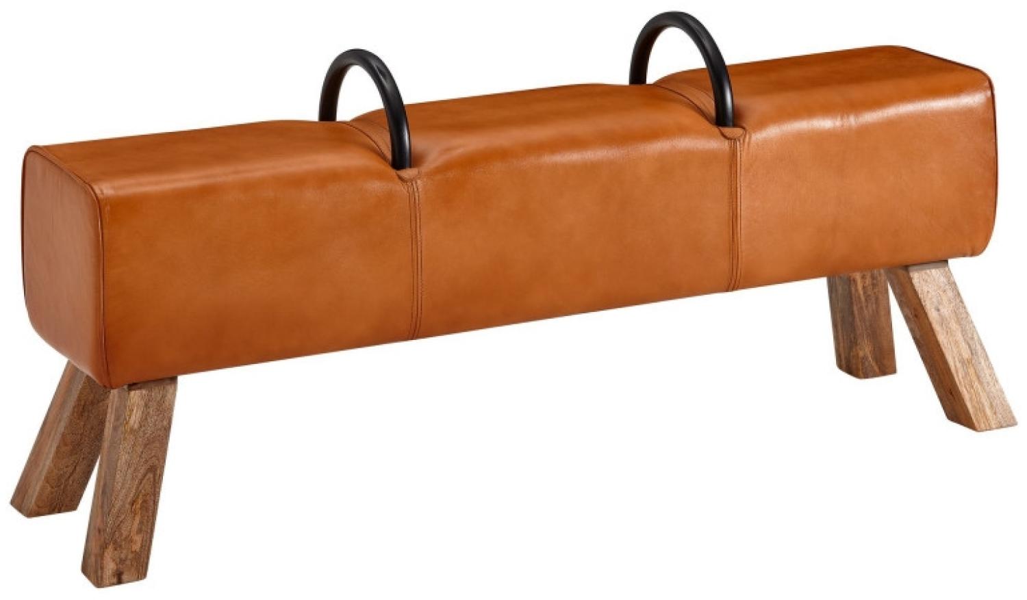 Sitzbank Echtleder / Massivholz 133x60,5x34 cm Leder Modern Turnbock Bild 1