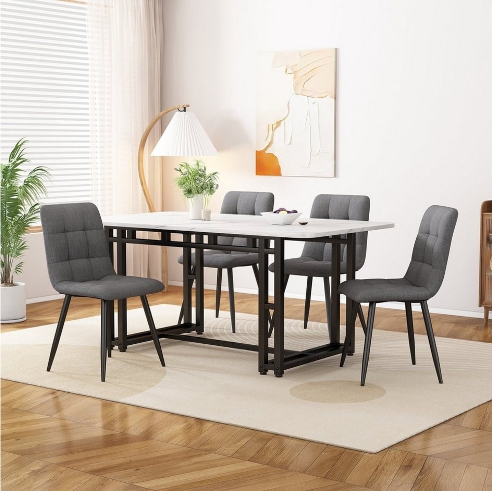 Flieks Essgruppe, (Set, 5-tlg), Esstisch mit 4 Stühlen Set Esszimmer Sitzgruppe, Metallbeine Bild 1