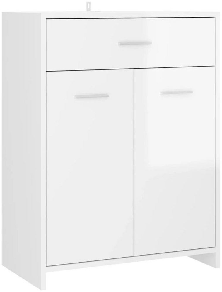 DOTMALL Seitenschrank Badezimmerschrank Hochglanz-Weiß 60x33x80 cm Holzwerkstoff Bild 1