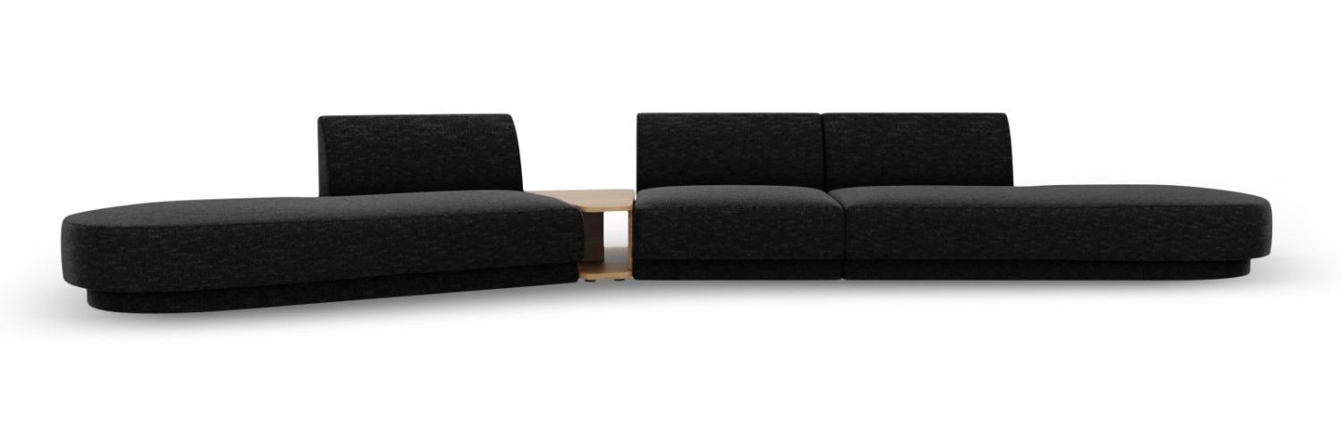 Micadoni Modulares Sofa Miley 5-Sitzer ohne Armlehnen Links Chenille Schwarz Bild 1