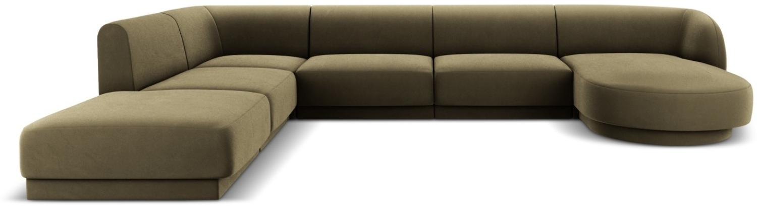 Micadoni 'Miley' 6-Sitzer-Sofa, Panorama-Ecke, links, Beinfarbe Black Plastic, Grün, Samt Bild 1