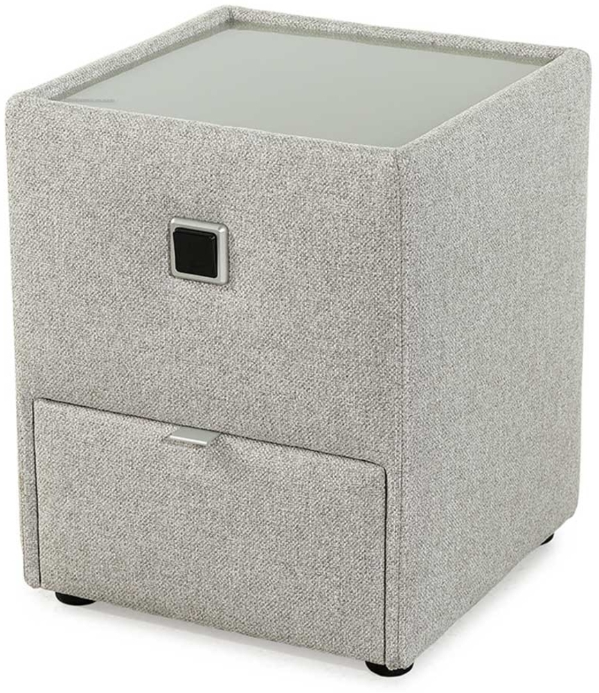 Nachttisch Lukas / Lancy, Stoff, Silber, 43 x 53 x 43 cm Bild 1