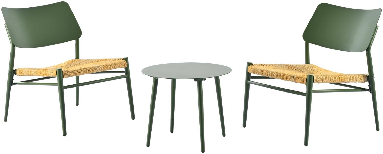 Merax Gartenmöbel-Set 2-Sitzer, Sitzgarnitur aus Aluminium, Kissen aus PE-Rattan-Stroh, UV-Schutz, wasserdicht , Grün Bild 1