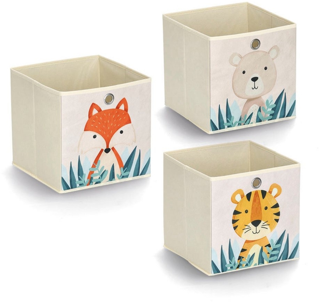 Zeller Present Aufbewahrungsbox Animals (Set, 3 St), Vlies, faltbar, verschiedene Tiermotive Bild 1