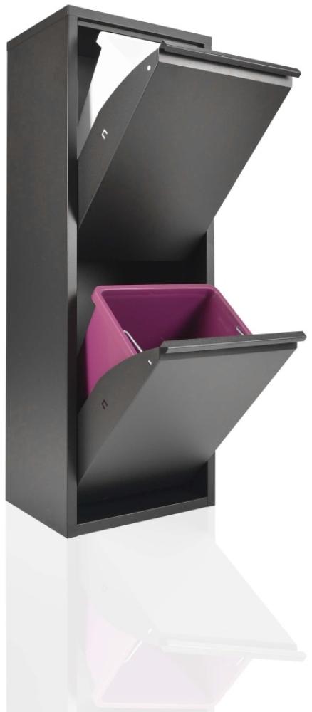 Betten-ABC 'Refina' Mehrzweckschrank mit 2x 15L Eimern, pflegeleichtes Metall schwarz, 25 x 33 x 92,5 cm Bild 1