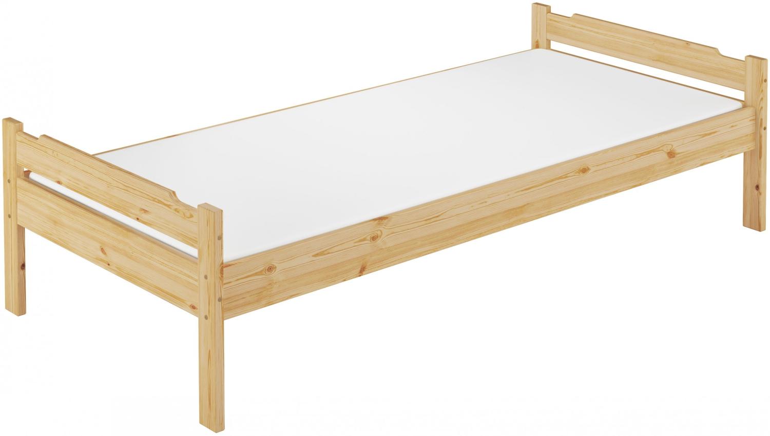 Einzelbett Kiefer massiv 90x200 Holzbett Gästebett Rollrost Matratze 60.31-09M Bild 1