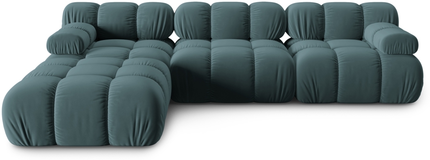 Micadoni Modulares Sofa Bellis 4-Sitzer mit flachem Modul Samt Bluvel Türkis Bild 1