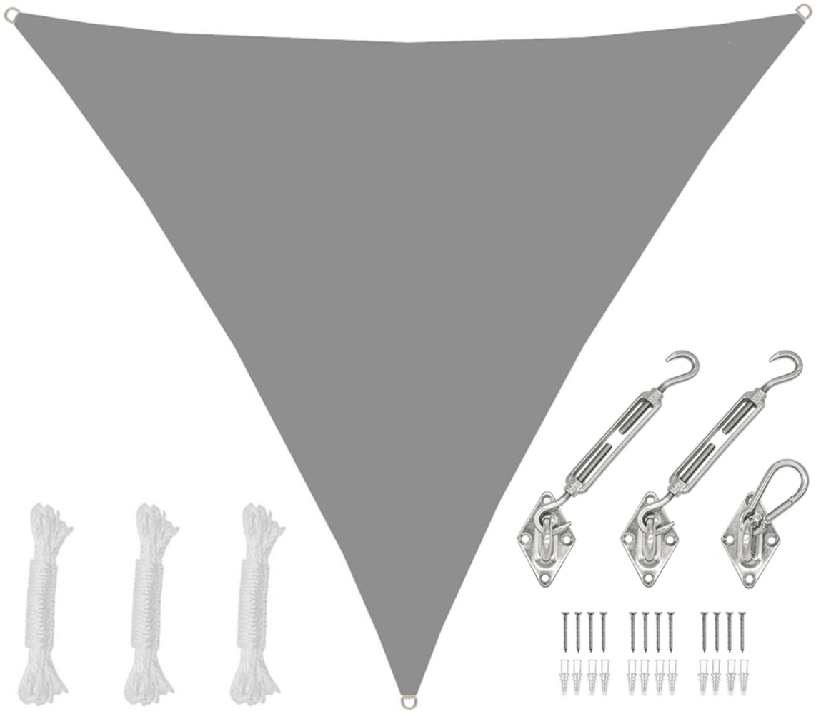 3x3x3m Sonnensegel Wasserdicht mit Befestigung Grau Bild 1