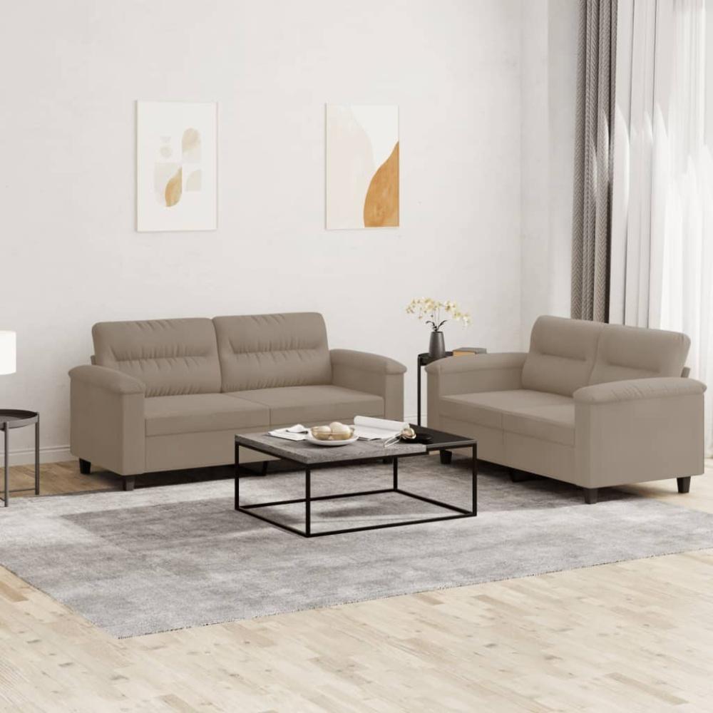 vidaXL 2-tlg. Sofagarnitur mit Kissen Taupe Mikrofasergewebe 3202314 Bild 1