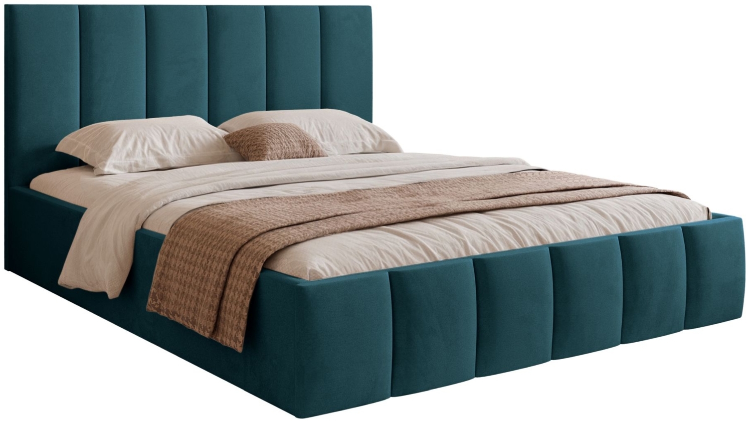 Selsey 'Sarafino' Polsterbett mit Bettkasten und Lattenrost, türkis, 180x200 cm Bild 1