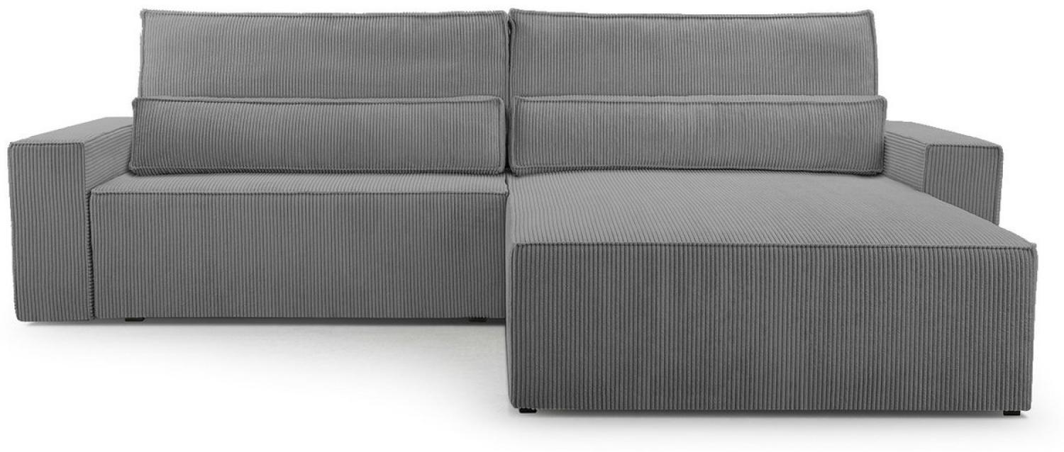 MOEBLO Ecksofa aus Cord DENVER L, Ottomane beidseitig montierbar Couch Cord für Wohnzimmer Schlafsofa Sofagarnitur Sofa Eckcouch L-Form Cordstoff - 290x85x200cm, mit Schlaffunktion und Bettkasten Bild 1