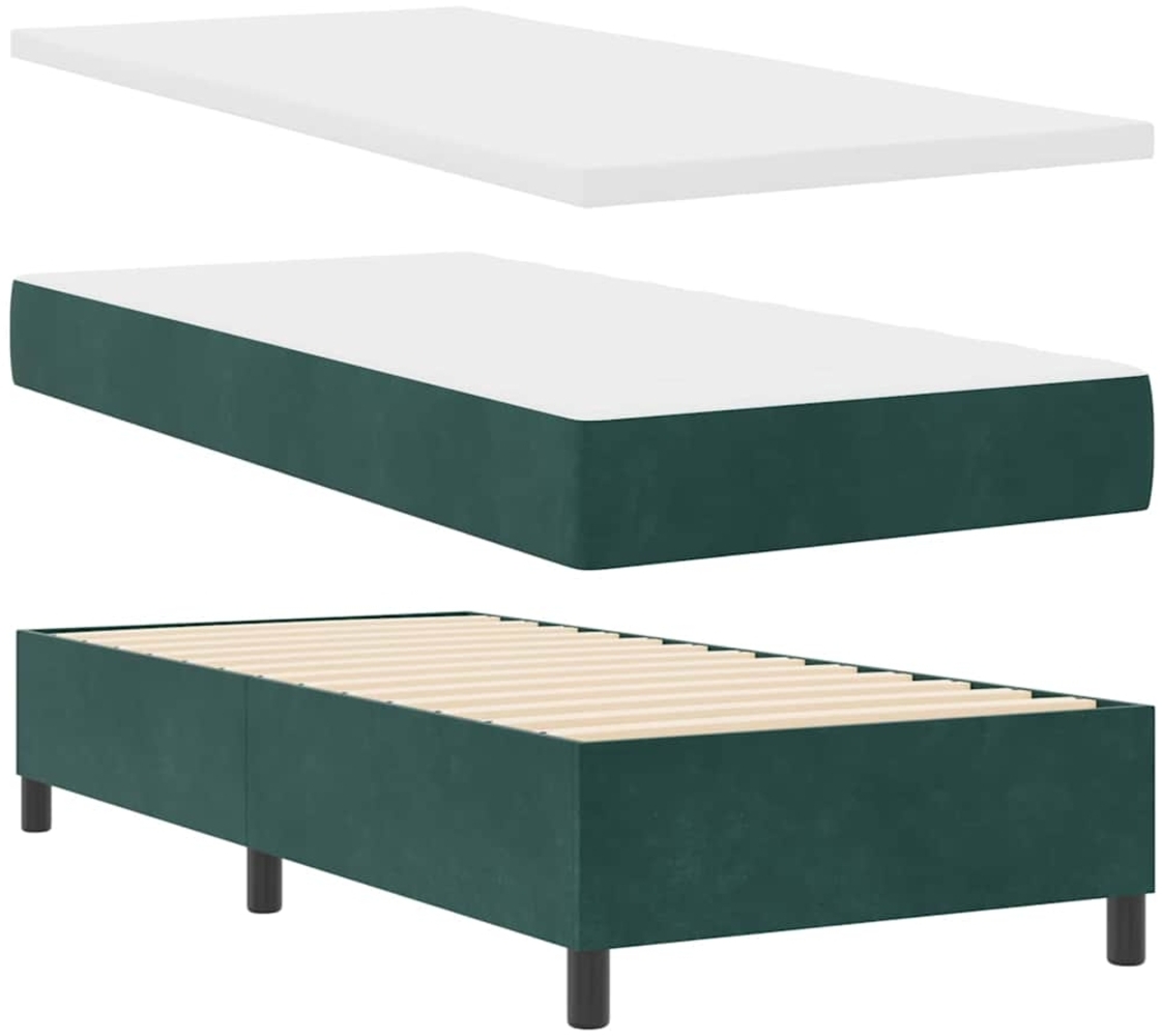 vidaXL Boxspringbett mit Matratze Dunkelgrün 100 x 200 cm Samt 3344429 Bild 1