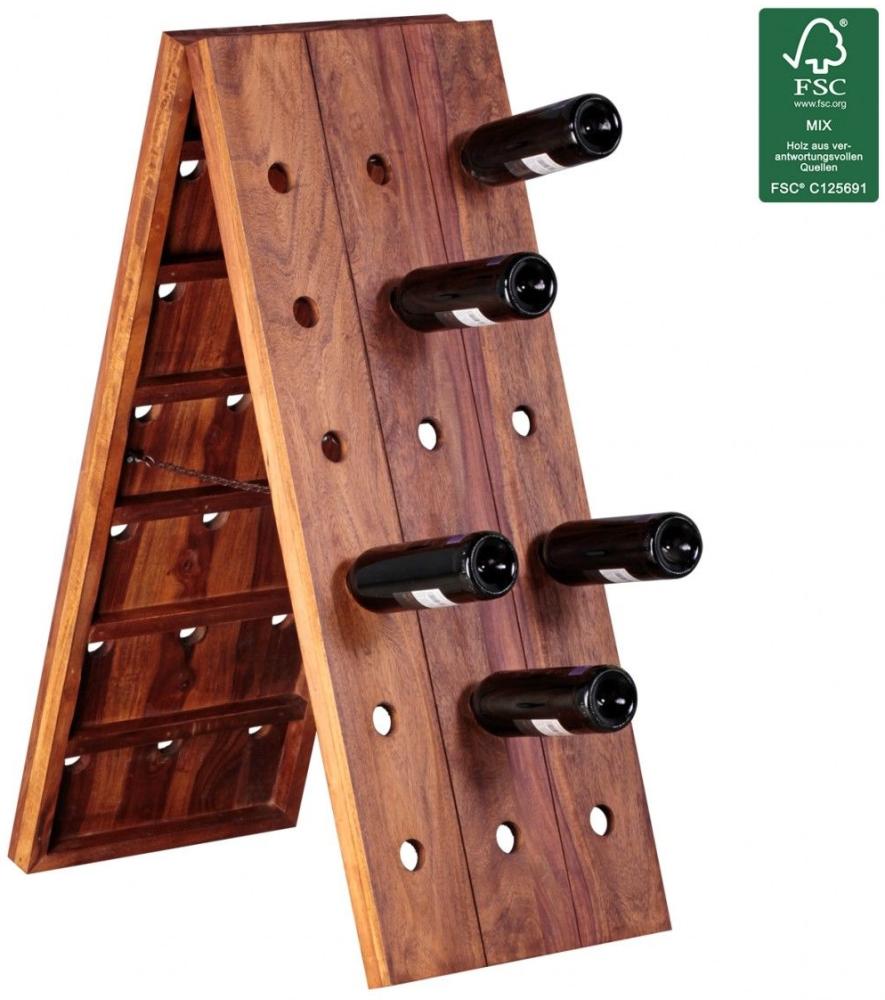 Weinregal Flaschenregal 100 cm für 36 Flaschen Massiv-Holz Sheesham Bild 1