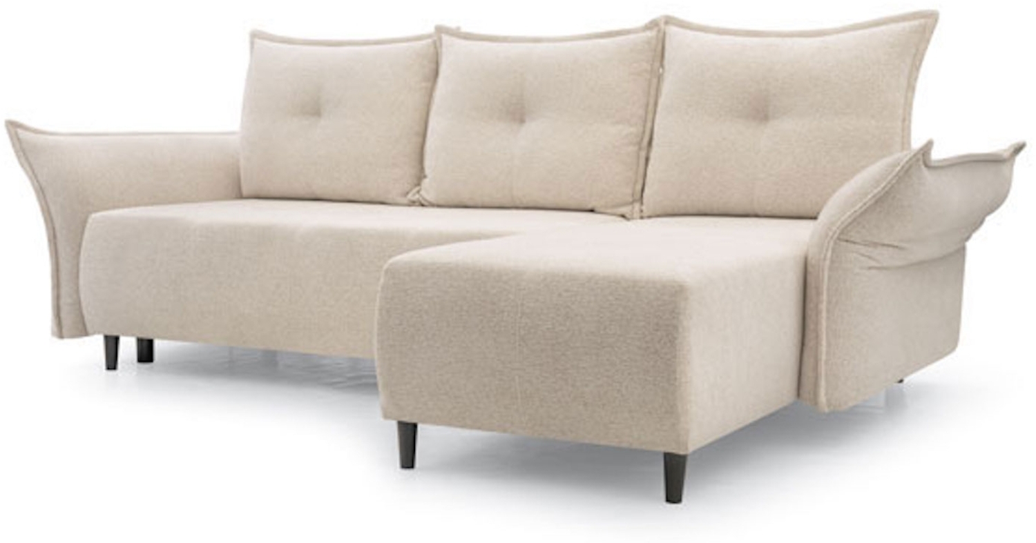 Ecksofa Eckcouch Napoli Raven 22 Creme Ottomane rechts Bild 1
