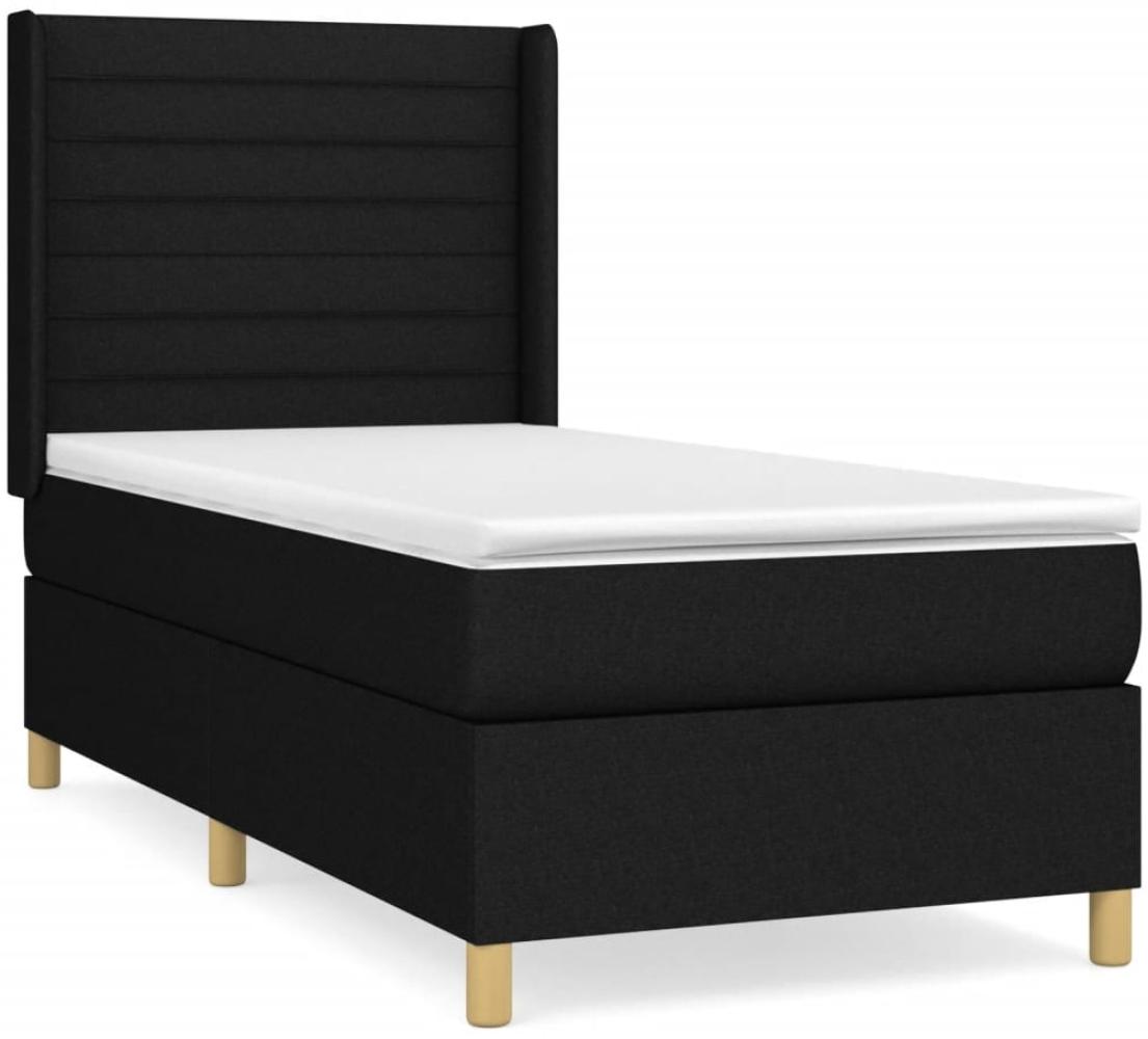 vidaXL Boxspringbett mit Matratze Schwarz 90x200 cm Stoff 3132043 Bild 1
