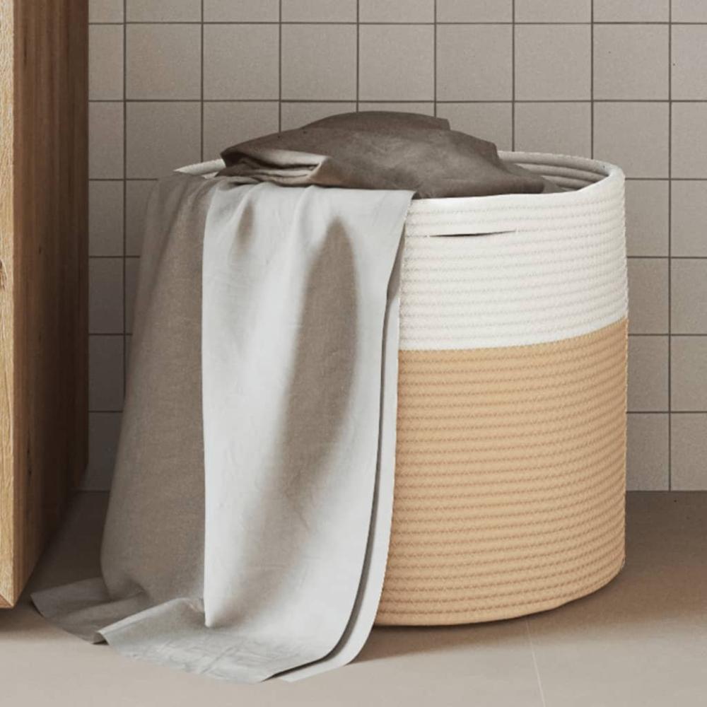 vidaXL Aufbewahrungskorb Beige und Weiß Ø40x35 cm Baumwolle 358467 Bild 1