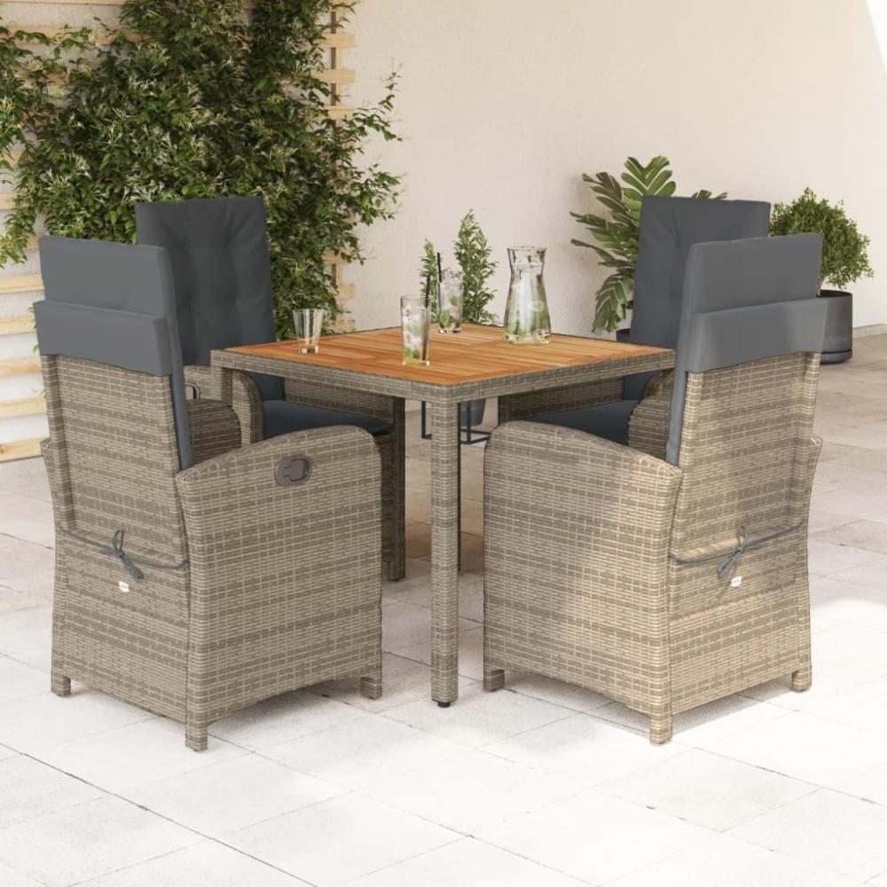 vidaXL 5-tlg. Garten-Essgruppe mit Kissen Grau Poly Rattan Bild 1