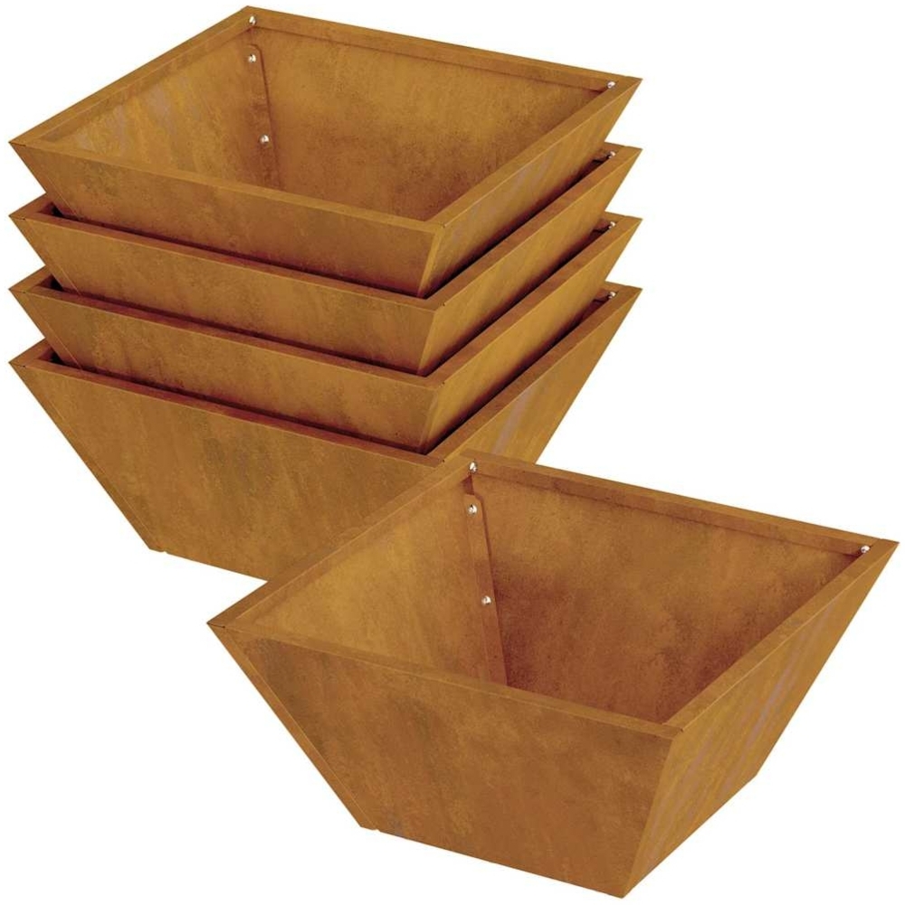 vidaXL Garten-Pflanzgefäß 5 pcs Rostig 35 x 35 x 15 cm Wetterfeststahl 873809 Bild 1