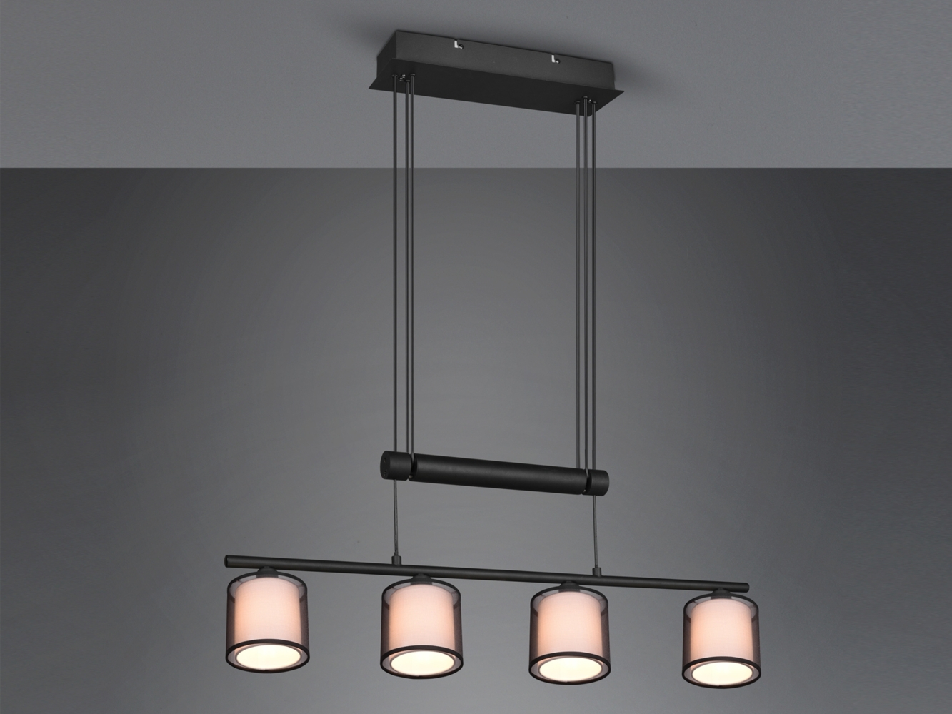 Pendelleuchte BURTON höhenverstellbar 4-flammig Stoff Organza, Breite 82,5cm Bild 1
