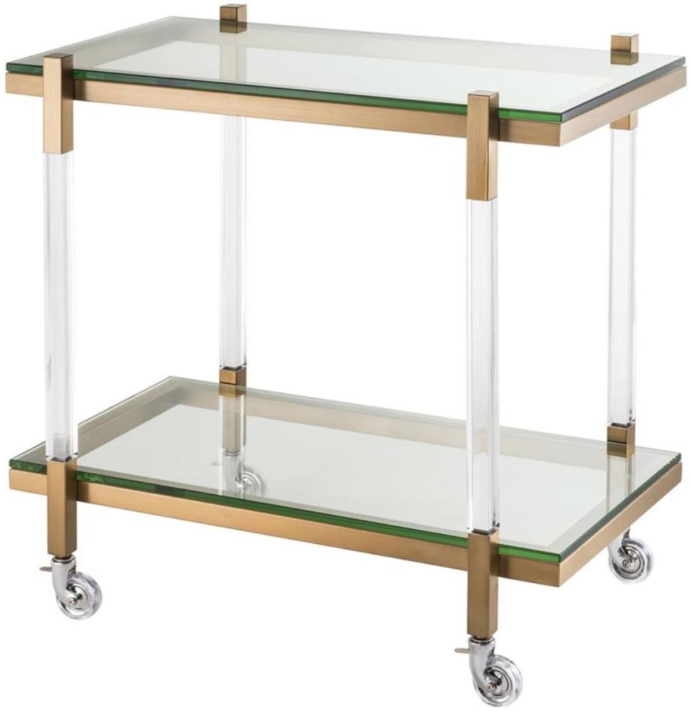 Casa Padrino Luxus Trolley / Servierwagen Messing 80 x 48 x H. 77,5 cm - Hotel Restaurant Gastronomie Accessoires Bild 1