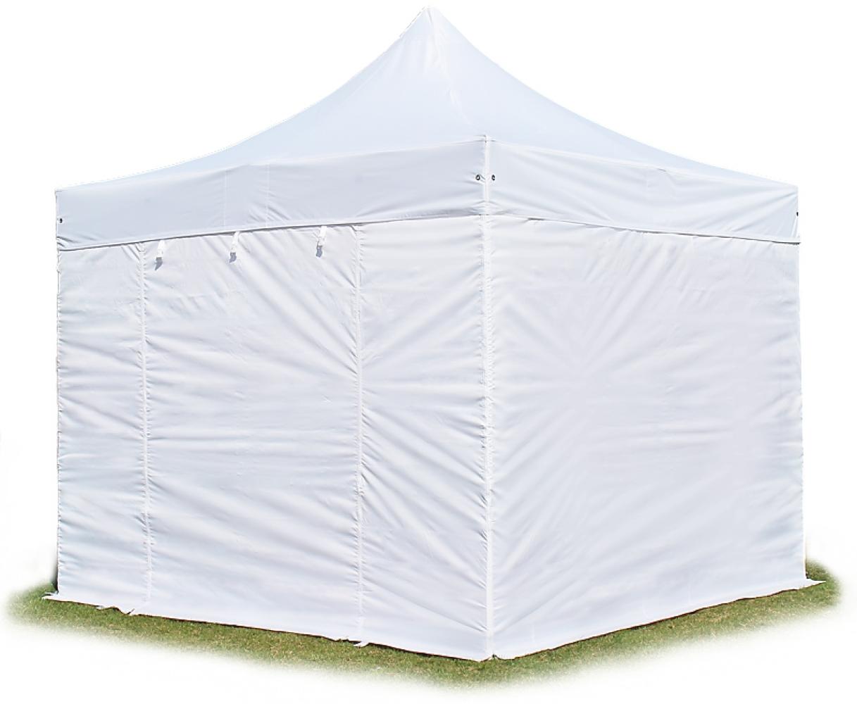 3x3 m Faltpavillon, PROFESSIONAL Alu 40mm, feuersicher, Seitenteile ohne Fenster, weiß Bild 1