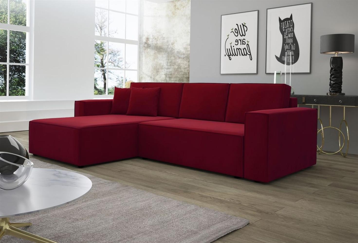 Ecksofa Schlafsofa Sofa CONOR Stoff Kronos Bordeauxrot Ottomane Links Bild 1