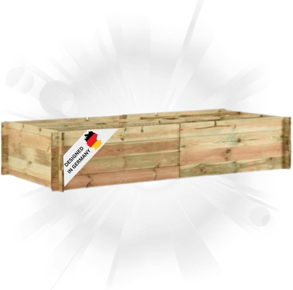 DELUKE® Hochbeet aus Kiefernholz FILIP Grün, imprägniert 197x100x40cm Wetterfest Gartenbeet Holz Kräuterbeet Blumenbeet Beet hoch Frühbeet für Garten Gemüsebeet Bild 1