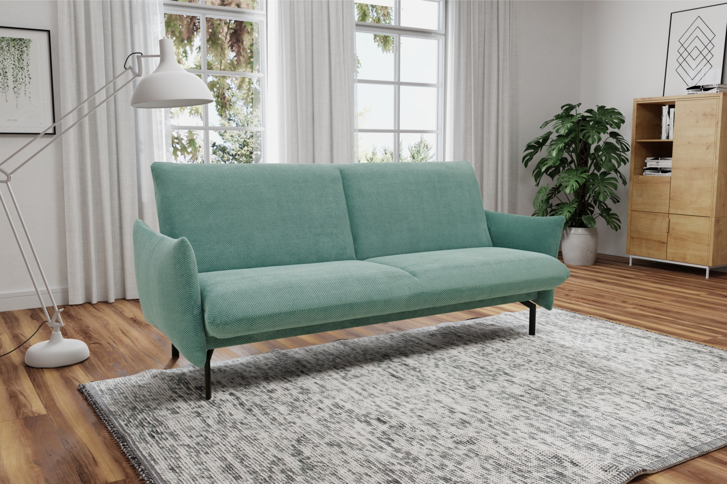 DOMO. collection Sofa 700 003, 2-Sitzer Liege, Rechteckig, Schlaffunktion, Füße mit Filzgleitern, 2er Couch, Polstergarnitur, 234 x 95 x 102 cm (BxTxH), mint Bild 1