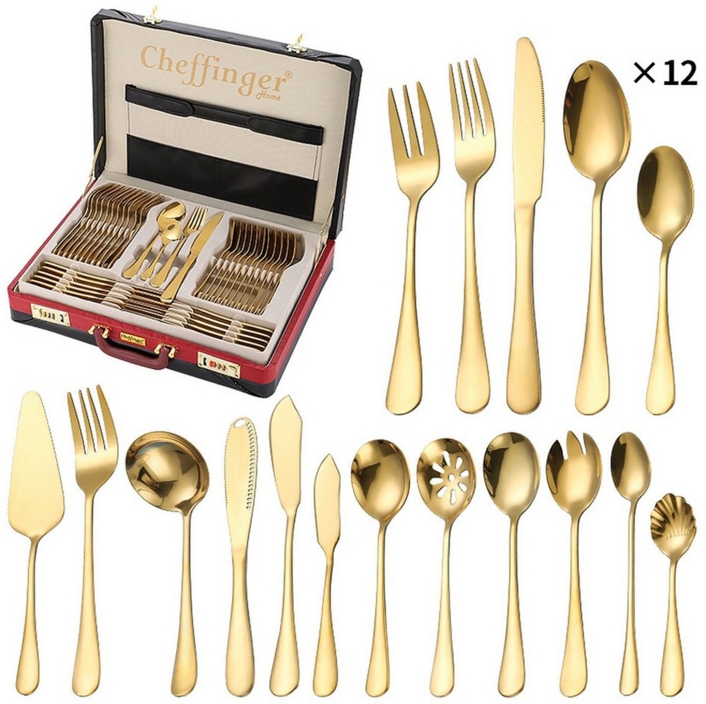 Essbesteck Besteck-Set für 12 Personen m. Besteckkoffer 72-tlg Cheffinger CF7200 Bild 1