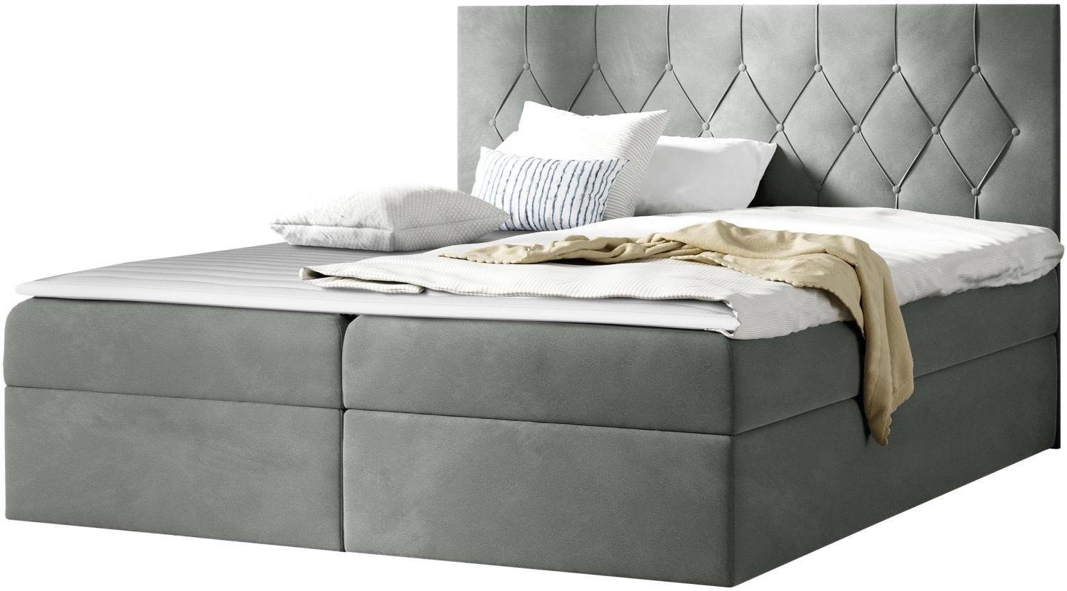 Boxspringbett Simori, Grau, 140 x 200 cm Bild 1