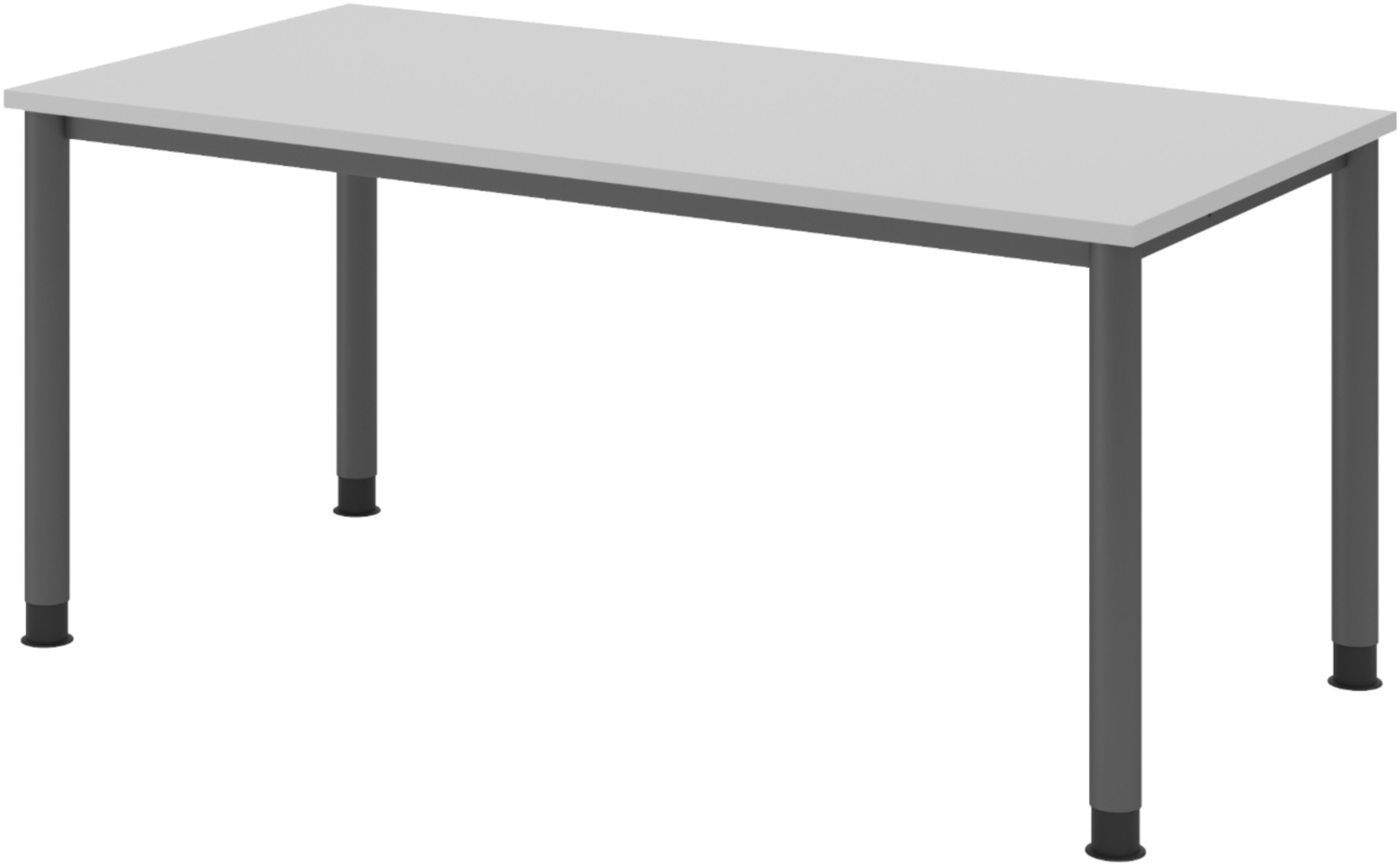 bümö höhenverstellbarer Schreibtisch H-Serie 160x80 cm in grau, Gestell in Graphit - PC Tisch für's Büro manuell höhenverstellbar, Computertisch verstellbar, HS-16-5-G Bild 1