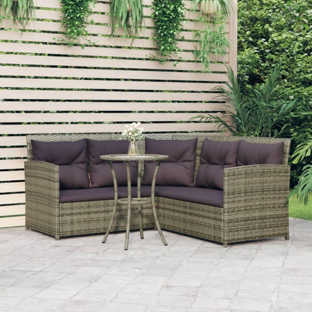 vidaXL 2-tlg. Sofagarnitur in L-Form mit Kissen Grau Poly Rattan 319658 Bild 1