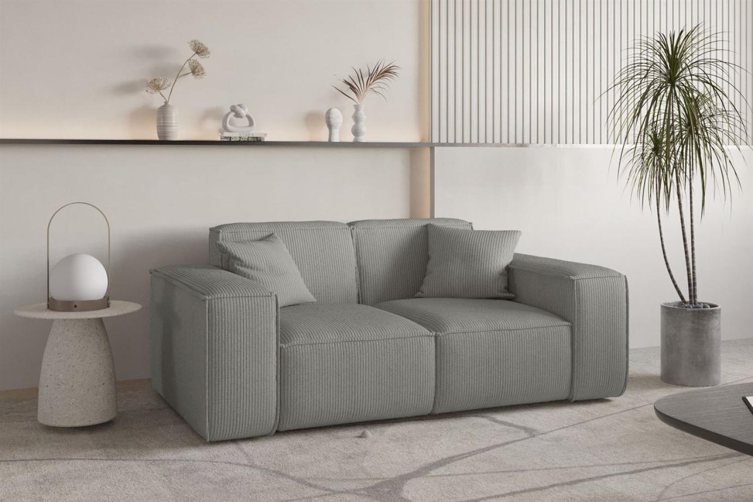 Sofa Designersofa CELES PREMIUM 2-Sitzer in Stoff Scala Grau Bild 1