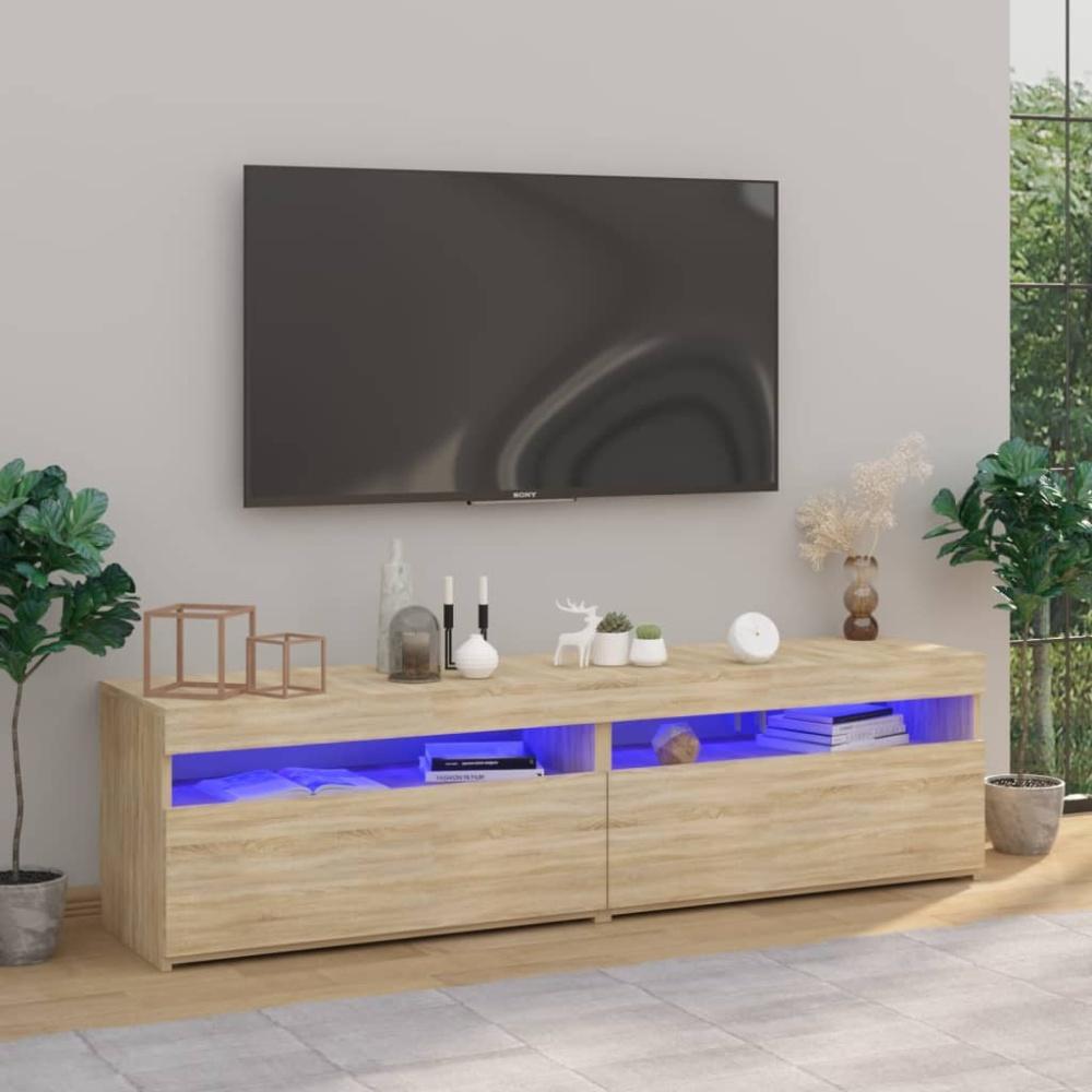 vidaXL TV-Schränke 2 Stk. mit LED-Leuchten Sonoma-Eiche 75x35x40 cm 804398 Bild 1