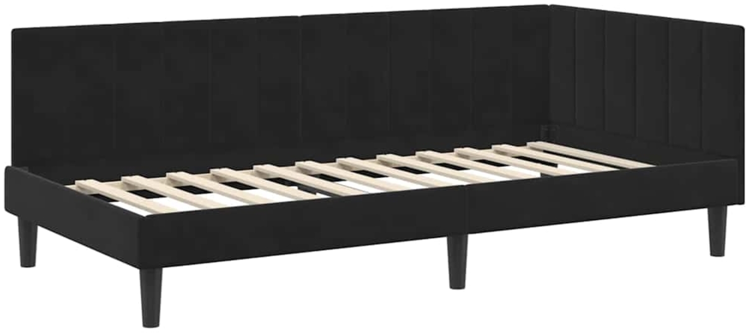 vidaXL Eckbettgestell mit Kopfteil Schwarz 100 cm x 200 cm Stoff 42016363 Bild 1