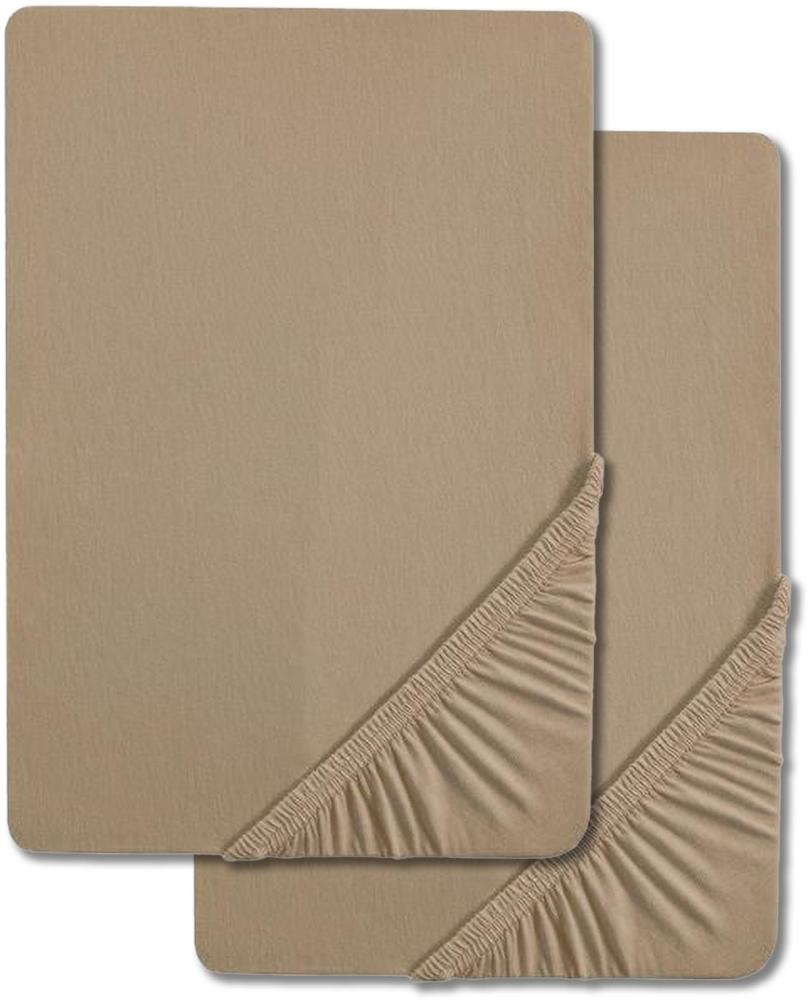 Castell Spannbettlaken Jersey beige 90 x 190 - 100 x 200 cm Doppelpack Bild 1