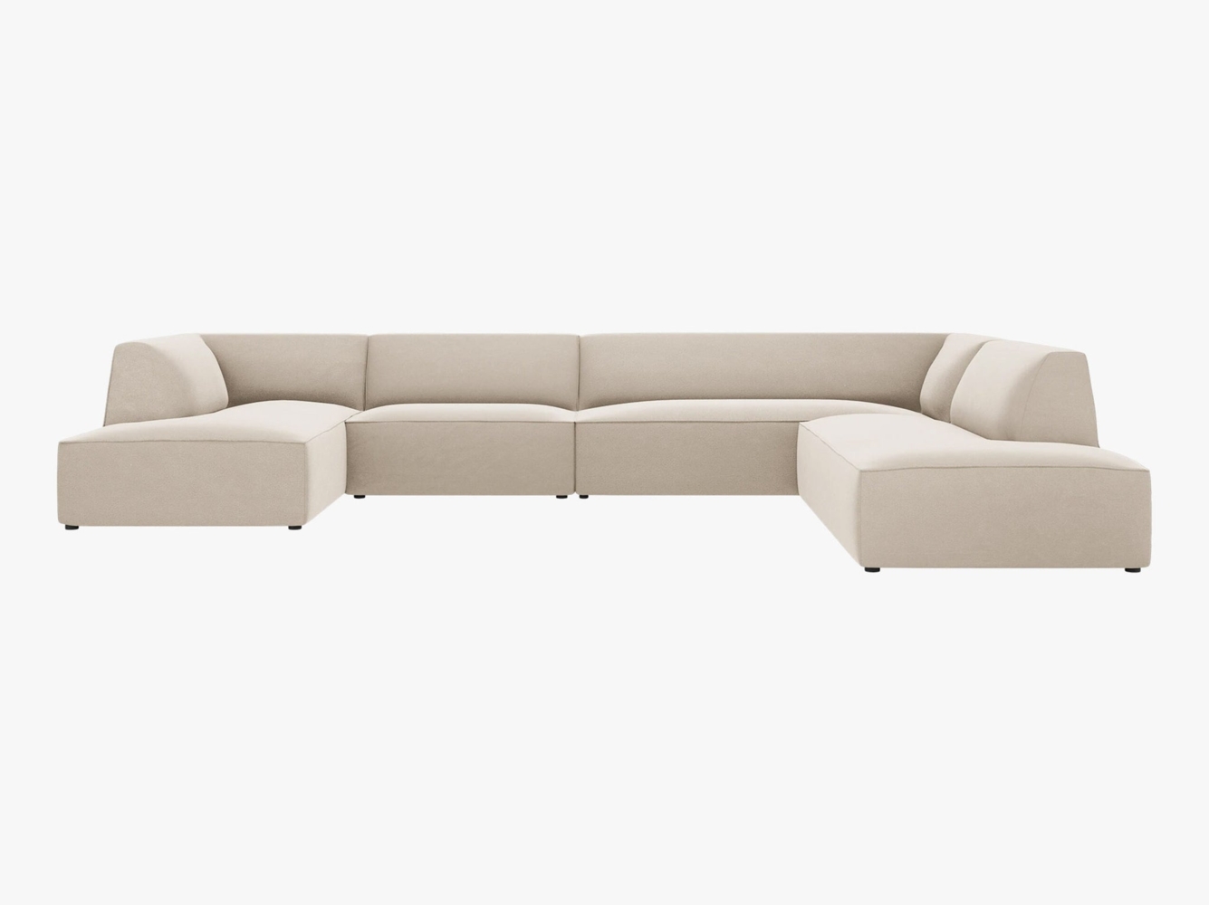 Micadoni Panorama-Ecksofa Ruby 7-Sitzer Rechts Samt Salvador Beige Bild 1
