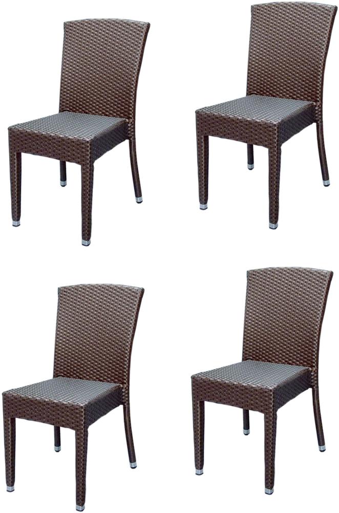 4x KONWAY® MAUI Stapelstuhl Mokka Polyrattan Garten Sessel Stuhl Set stapelbar Bild 1