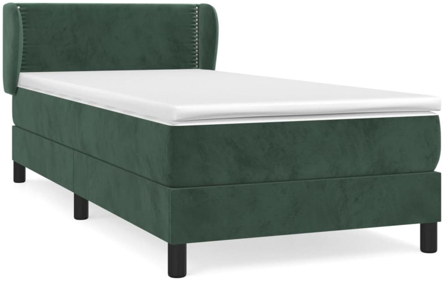 vidaXL Boxspringbett mit Matratze Dunkelgrün 100x200 cm Samt 3127418 Bild 1