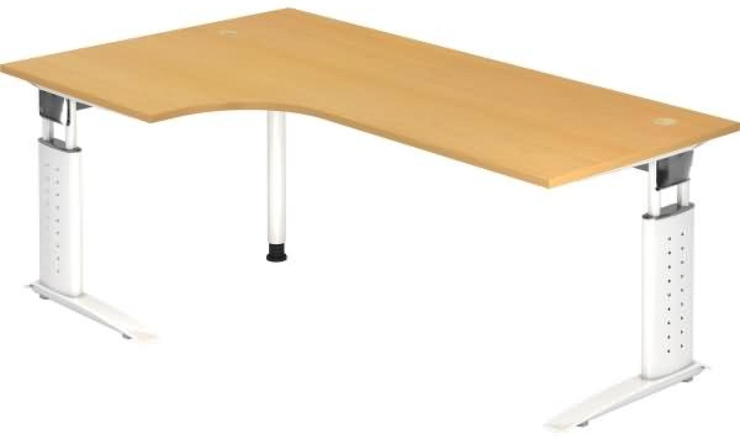 Winkeltisch US82 C-Fuß 200x120cm 90° Buche Gestellfarbe: Weiß Bild 1