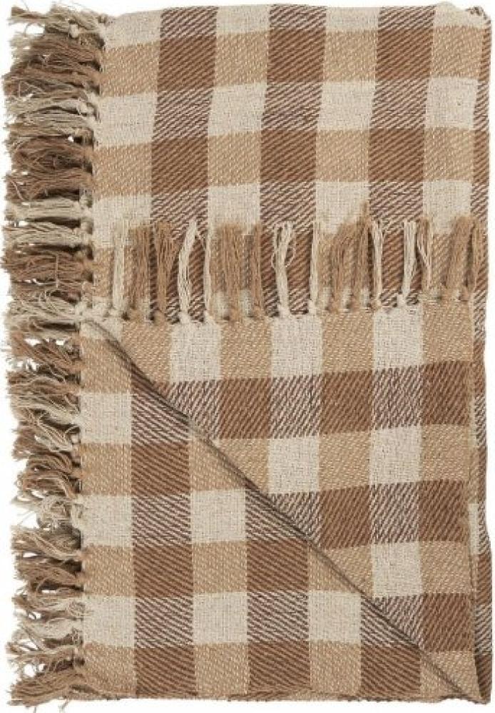 Ib Laursen Plaid Decke mit Karomuster Natur Braun (130x160 cm) 65034-14 Bild 1