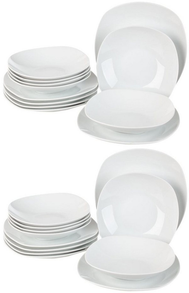 Home4You Tafelservice, 24-teilig, Weiß, 12 Personen, Porzellan, Mikrowellengeeignet, Spülmaschinengeeignet Bild 1