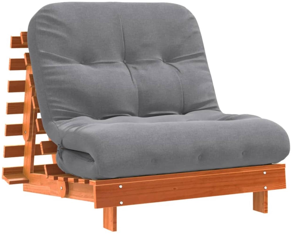 vidaXL Futon Schlafsofa mit Matratze Braun 80x206x11 Massivholz Kiefer 846758 Bild 1