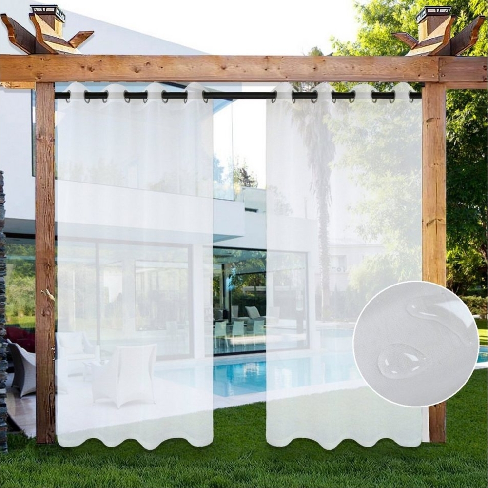 Sunicol Outdoorgardine Outdoor Vorhang Wetterfest mit Ösen, Transparent Voile, (1 St), 132, Wasserdicht für Garten Terrasse Pavillon Veranda Balkon Bild 1