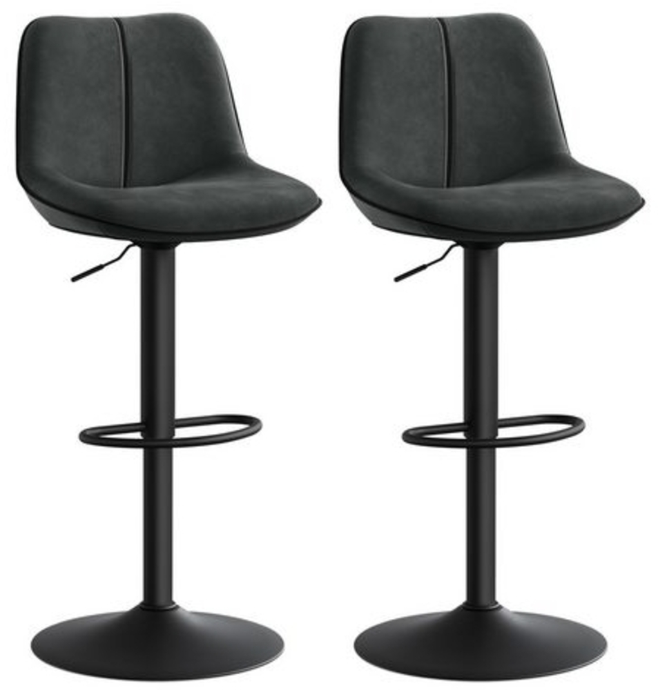VASAGLE Barhocker 2er Set, Barstühle höhenverstellbar, drehbare Küchenhocker, mit ergonomischer Rückenlehne, Samt, für Kücheninsel, Hausbar, modern Bild 1