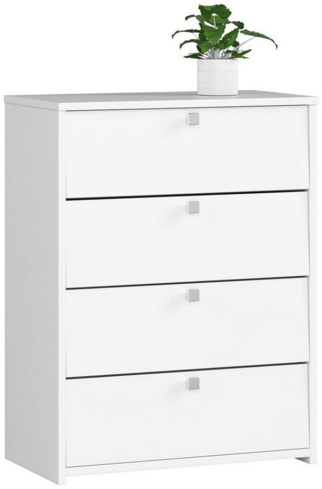 Home Collective Schuhschrank in weiß mit vier Fächern, Türgriffe in Satinfarbe, Elegant, Flur Schlafzimmer, Schuhregal, Schuh Schrank 85x66x36cm (HxBxT) Bild 1