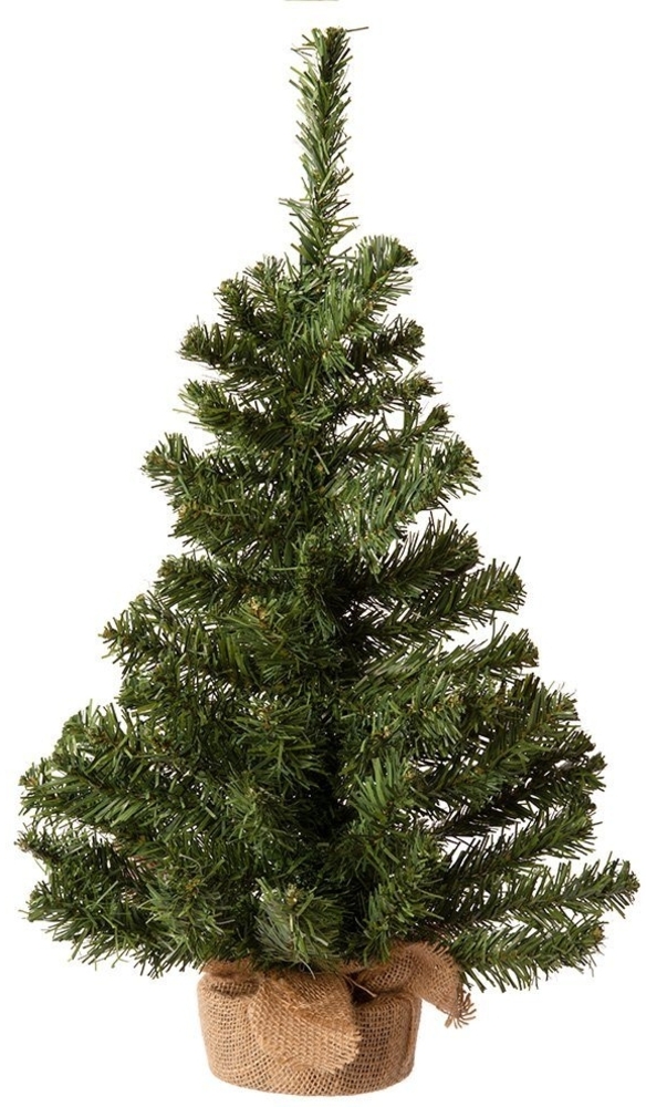 Künstlicher Weihnachtsbaum im Jutesack 60cm Tannenbaum Christbaum Dekobaum grün Bild 1