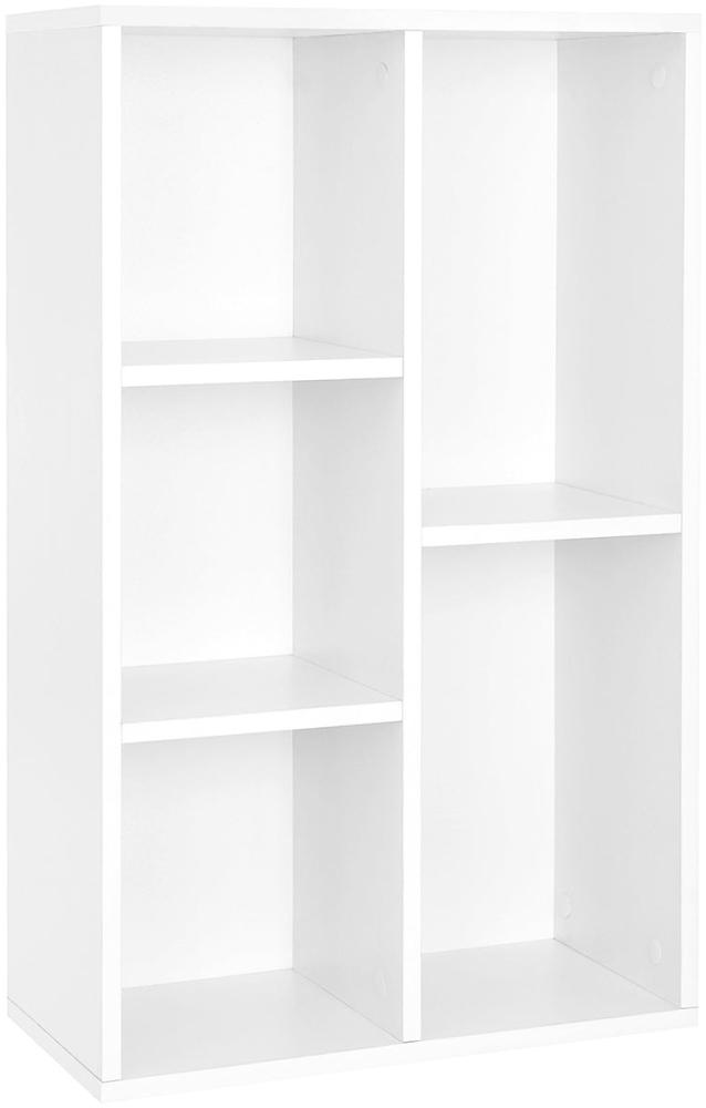 Vasagle Bücherregal, Standregal, mit 5 Fächern, als Raumteiler, Holzspanplatte, Weiß, 50 x 24 x 80 cm Bild 1